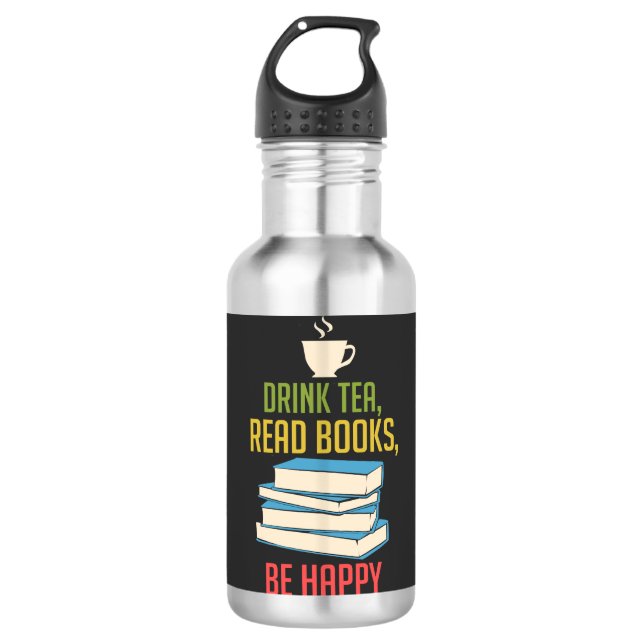 Book Lover - Tea Books Happy Edelstahlflasche (Vorderseite)