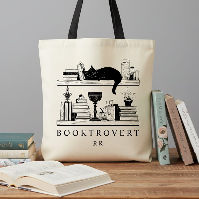 Book Lover's Cozy Academia Booktrovert Monogram Tragetasche (Von Creator hochgeladen)