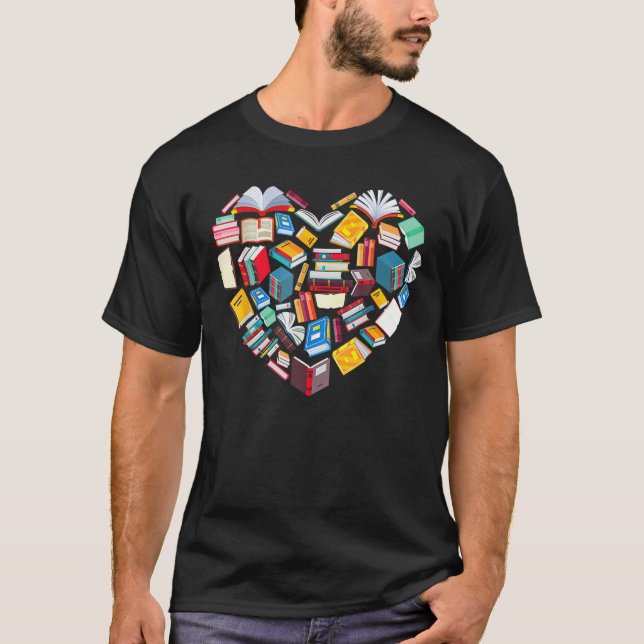 Book Lovers Day Book Lover Heart Shape Reading Clu T-Shirt (Vorderseite)