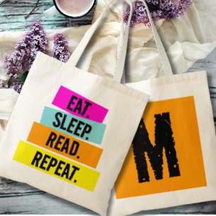 Book Lover's Eat Sleep Read Repeat Monogram Tragetasche