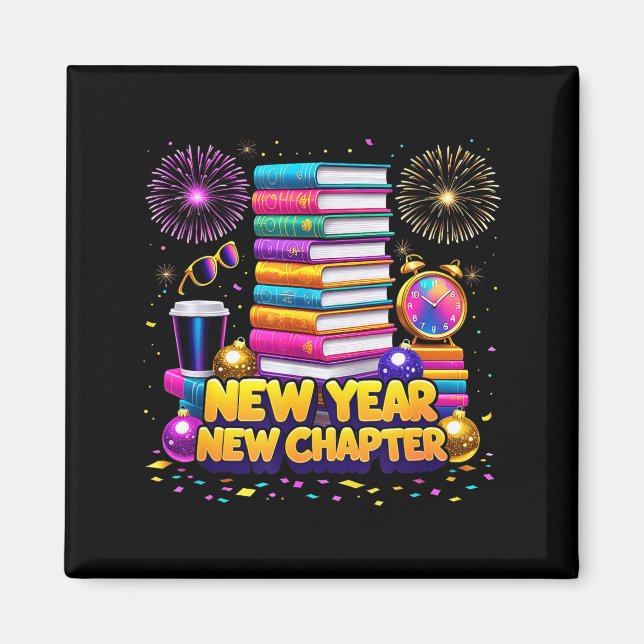 Book Lovers Happy New Year Chapter 2026 Bookworm F Magnet (Vorne)
