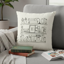 Book Lover's Monogram Throw Pillow Kissen