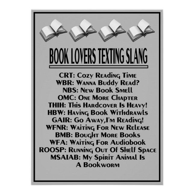 Book Lovers Simste Slang Dark Text Poster (Vorderseite)