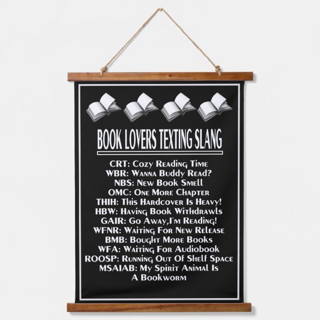 Book Lovers Simste Slang Light Text Wandteppich Mit Holzrahmen (Vorderseite)