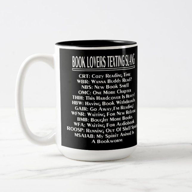 Book Lovers Simste Slang Light Text Zweifarbige Tasse (Links)