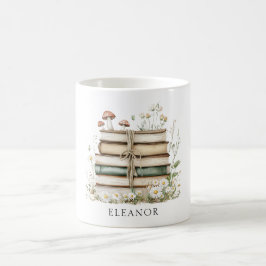 Book Lover's Watercolor Vintage Floral Books Kaffeetasse
