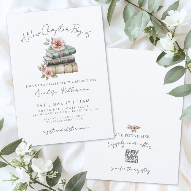 Book New Chapter Floral Bridal Shower Einladung (Book New Chapter Floral Bridal Shower Invitation)