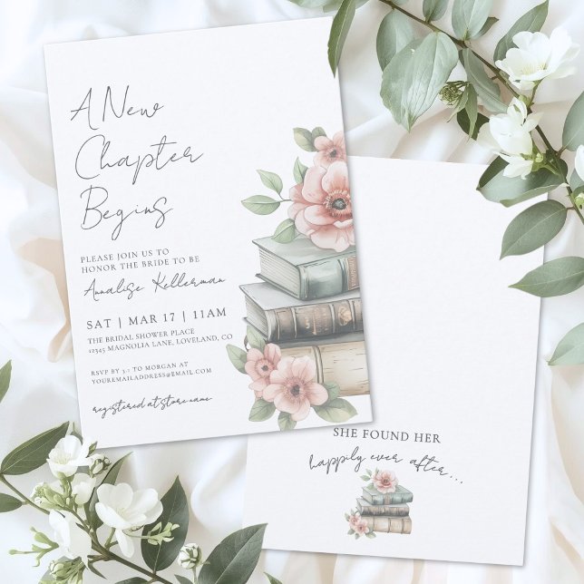 Book New Chapter Floral Bridal Shower Einladung (Book New Chapter Floral Bridal Shower Invitation)