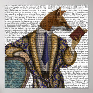 Book Reader Fox Poster