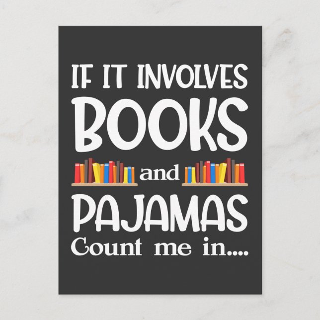 Book Reader Pajamas Bookworm Funny Reading Postkarte (Vorderseite)