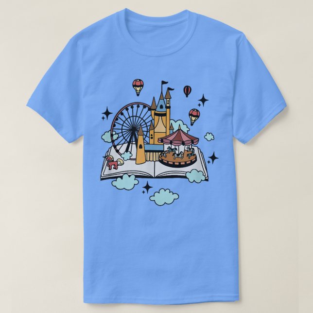 Book reader princess fantasy castle unicorn readin T-Shirt (Design vorne)