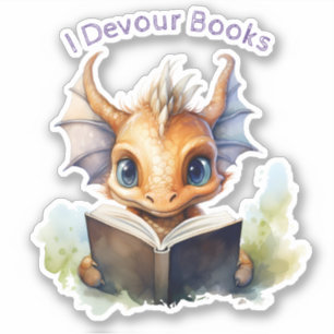 *~* Book Reading Baby Dragon AP88 I DEVOUR Aufkleber