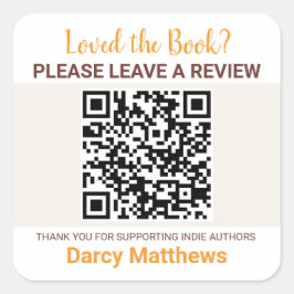 Book Review Request QR Code Indie Authors Minimal  Quadratischer Aufkleber