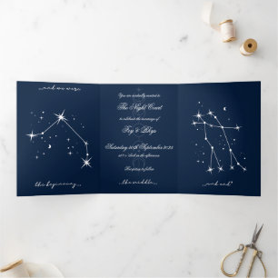 Book Romantacy Wedding Invite - Aries/Gemini Dreifach Gefaltete Einladung