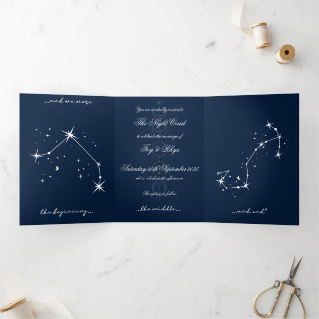 Book Romantacy Wedding Invite - Aries/Scorpio Dreifach Gefaltete Einladung (Innenseite)