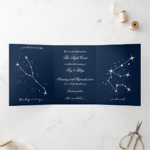 Book Romantacy Wedding Invite - Taurus/Aqua Dreifach Gefaltete Einladung