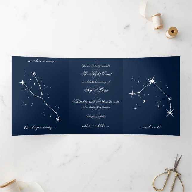 Book Romantacy Wedding Invite - Taurus/Aries Dreifach Gefaltete Einladung (Innenseite)