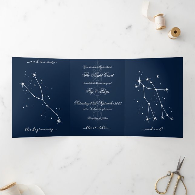 Book Romantacy Wedding Invite - Taurus/Gemini Dreifach Gefaltete Einladung (Innenseite)