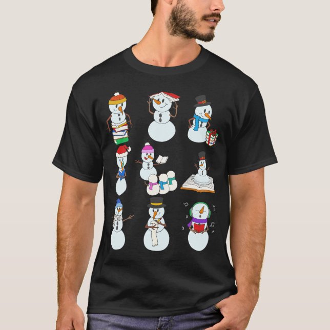 Book Shirt, Snowman Book Hat Storytime Frosty T-Shirt (Vorderseite)