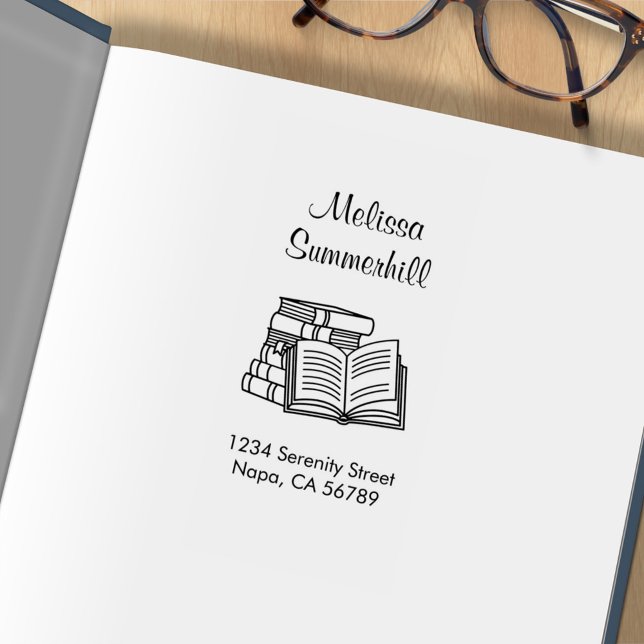 Book Stack und Open Book Address-Buchzeichen Gummistempel (Von Creator hochgeladen)
