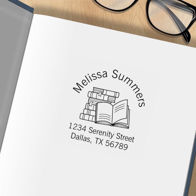 Book Stack und Open Book Address-Buchzeichen Gummistempel (Von Creator hochgeladen)