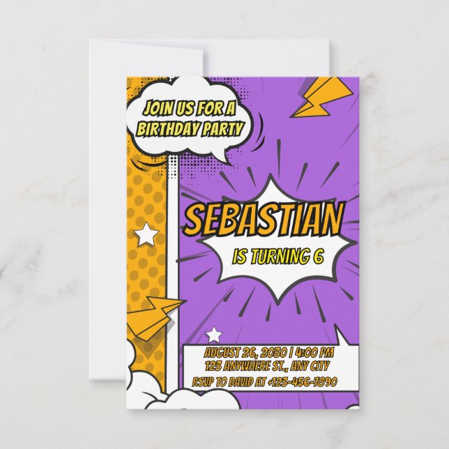 Book Style Superhero Girl Birthday Invitation Einladung (Vorderseite)