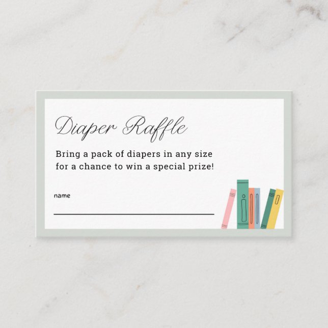 Book Theme Baby Shower Diaper Raffle Tickets Begleitkarte (Vorderseite)
