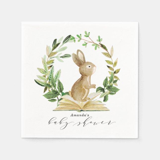 Book Themed Baby Shower Napkins Frühjahrsdusche Serviette (Vorderseite)