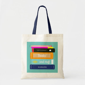 Book Themed Personalize Name Tote Bag Tragetasche