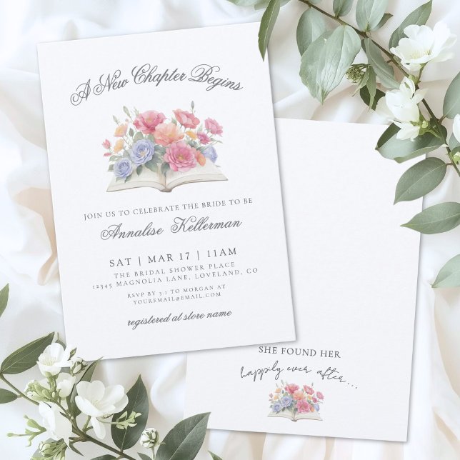 Book Watercolor Floral Bridal Shower Einladung (Book Watercolor Floral Bridal Shower Invitation)