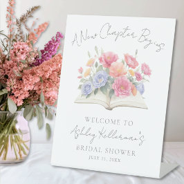 Book Watercolor Floral Bridal Shower Welcome Sign Sockelschild