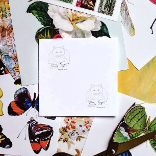 Book White Cat Lila Funny Gummistempel