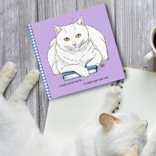 Book White Cat Lila Funny Notizbuch