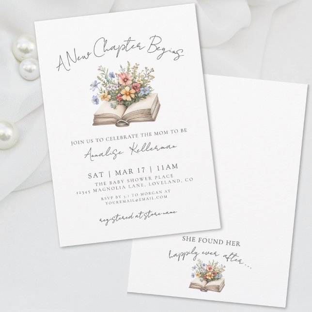 Book Wildflower New Chapter Bridal Shower Einladung (Wildflower New Chapter Book Bridal Shower Invitation)
