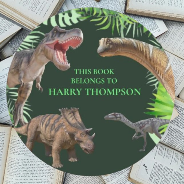 BOOK World Dinosaurier Dschungel Runder Aufkleber (Brighten up your belongings—order your sticker today!)