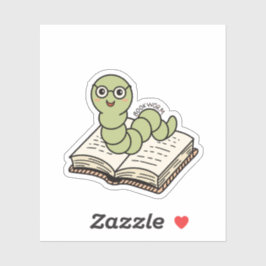 Book Worm Cute Bookish Book Lover Worm Aufkleber
