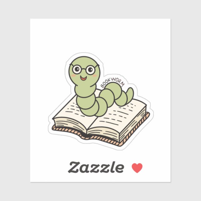Book Worm Cute Bookish Book Lover Worm Aufkleber (Blatt)
