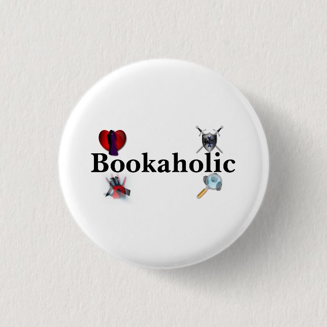Bookaholic Knopf Button (Vorderseite)