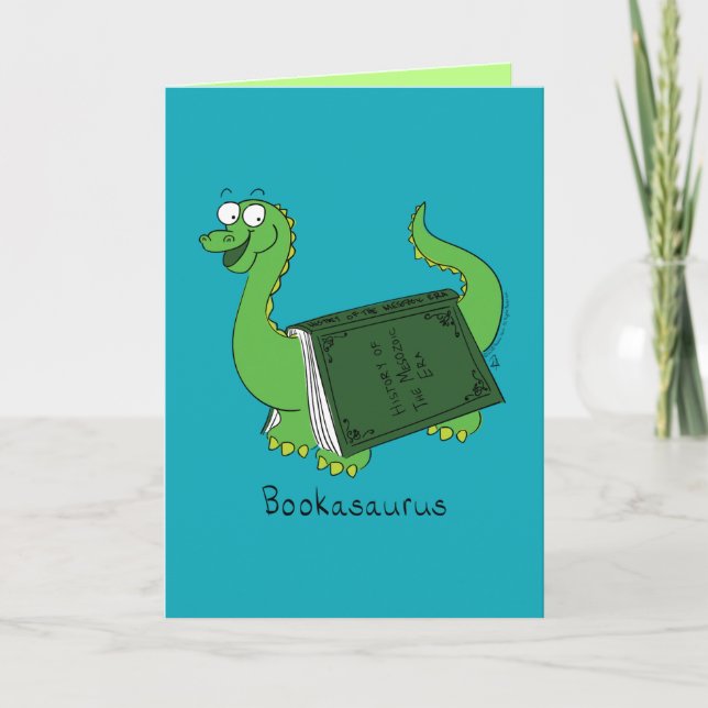 Bookasaurus - Funny Dinosaur Buchkarte Karte (Vorderseite)