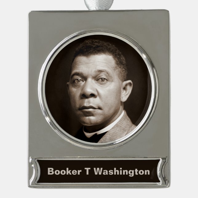 Booker Washington: Afrikanischer amerikanischer Er Banner-Ornament Silber (Vorderseite)