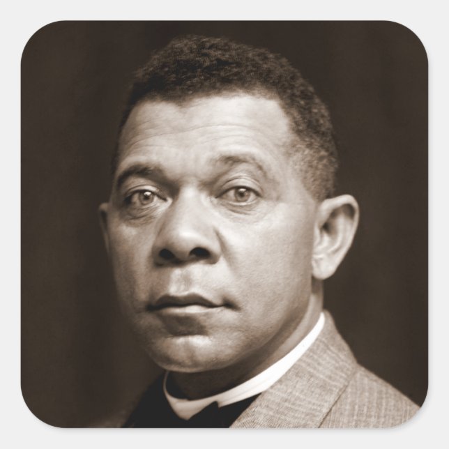 Booker Washington: Afrikanischer amerikanischer Er Quadratischer Aufkleber (Vorderseite)