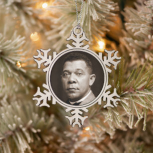 Booker Washington: Afrikanischer amerikanischer Er Schneeflocken Zinn-Ornament