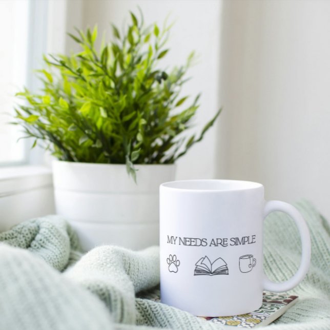 Bookful Cat Gift - Meine Bedürfnisse sind einfach  Zweifarbige Tasse (Von Creator hochgeladen)
