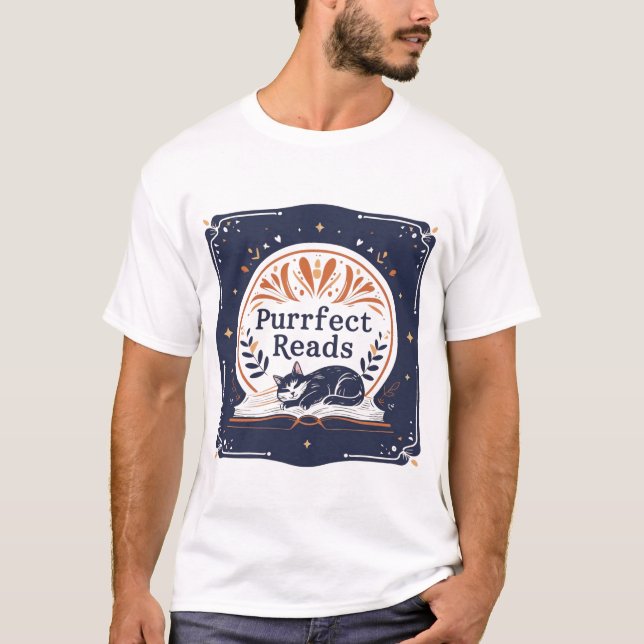 Bookful Cat Gift - Purfect Reads T-Shirt (Vorderseite)