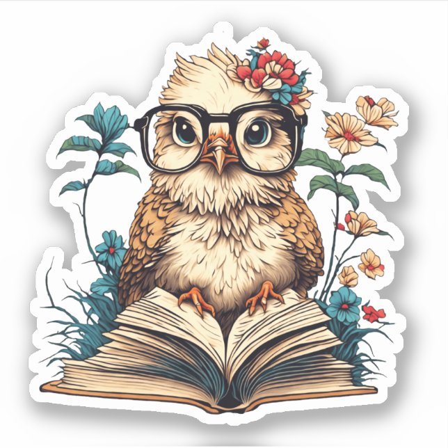 Bookish Bird Aufkleber (Vorderseite)