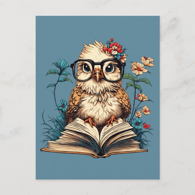 Bookish Bird Postkarte (Vorderseite)