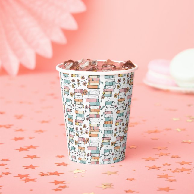 Bookish Books Pastel Pink Coffee Mug Pappbecher (Insitu)