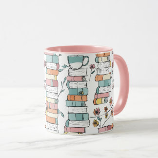 Bookish Books Pastel Pink Coffee Mug Tasse