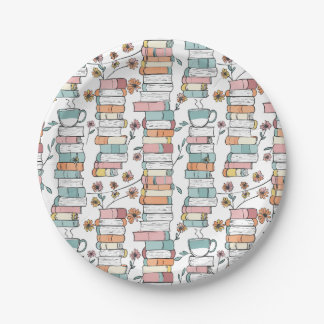 Bookish Books Pastel Pink Paper Plates Pappteller