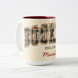 Bookish Bookshelf Est. 20XX Zweifarbige Tasse